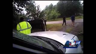 RAW VIDEO Woman escapes handcuffs steals cop car [upl. by Ainoz183]