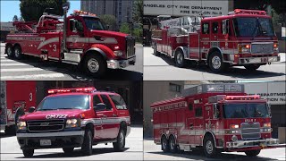 Major heavy rescue truck response LAFD fire trucks [upl. by Li]