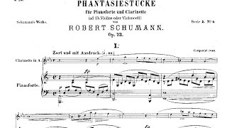 Robert Schumann Drei Fantasiestücke Op 73 1849 clarinet and piano [upl. by Scoter]