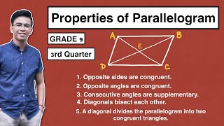 PROPERTIES OF PARALLELOGRAM  Grade 9 3rd Quarter Week 1 MathTeacherGon [upl. by Lemor]