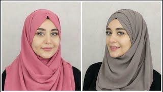 2 New Chiffon Hijab Tutorials  Muslim Queens by Mona [upl. by Ecnarepmet560]