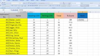 Excel Tips for Teachers Episode 3 Ranking results in Excel [upl. by Kashden]