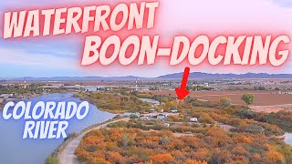 Waterfront BOONDOCKING FREE CAMPING ALONG COLORADO RIVER [upl. by Schapira]