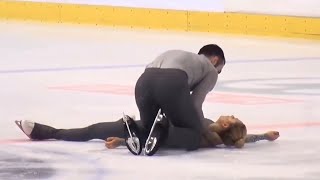 Scary Fall  Please Beware  Ashley CAIN  Timothy LEDUC GOLDEN SPIN ZAGREB PAIRS FS Dec 7 2018 [upl. by Aihselat682]