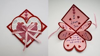 DIY Handmade Heart Pop Up Card For Valentines Day  Anniversary  Love Card  Card For Scrapbook [upl. by Samala413]