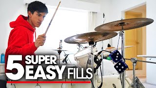 5 SUPER EASY FILLS  Drum Lesson Tutorial [upl. by Loni]