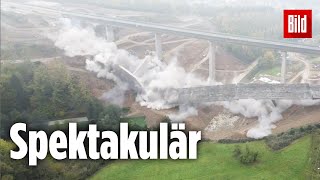 A45 Sprengung der 340 Meter langen Autobahnbrücke bei Siegen [upl. by Asiruam]