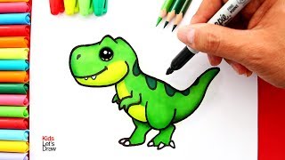 Aprende a dibujar un TIRANOSAURIO REX TREX Kawaii  How to Draw a Cute TRex Dinosaur [upl. by Chelsey]