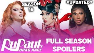 Season 16 UPDATED FULL Season Spoilers  RuPauls Drag Race [upl. by Cheryl678]