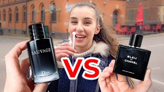 BLEU DE CHANEL vs DIOR SAUVAGE  Womens Reactions  Which Fragrance Is More Sexy [upl. by Armillda321]