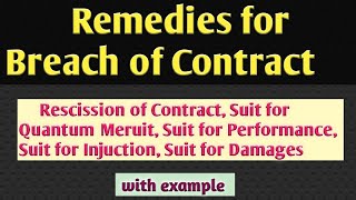 Remedies for Breach of Contract  Types Breach of Contract Business Law  Suit for Quantum Meruit [upl. by Yhtomit270]