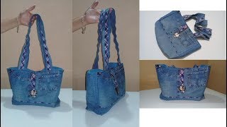 DIY Bolso vaquero con bies  Reciclado [upl. by Otinauj]