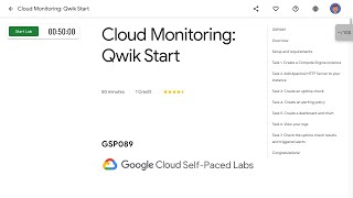 Cloud Monitoring Qwik Start GSP089 [upl. by Wallford]