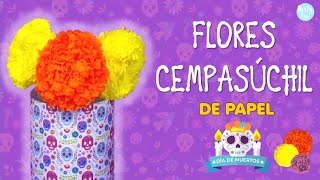 Como hacer Flores de Cempasúchil con Papel china o crepé 🏵  Día de muertos🕯 Partypop DIY🎉 [upl. by Sayed505]