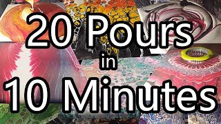 20 Acrylic Pours in 10 minutes [upl. by Nylek280]