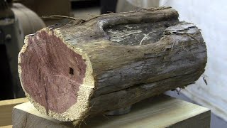 See The Beauty Inside This Log  Wood Turning [upl. by Hallett]