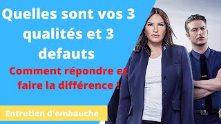 Entretien dembauche 3 qualités 3 défauts  COMMENT REPONDRE A CETTE QUESTION FACILEMENT [upl. by Esiuqcaj159]