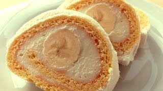 Biskuitrolle mit Bananenfüllung  Bisquitrolle Rezept [upl. by Ecnal401]