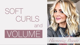 Soft Curls and Volume Hair tutorial  HarmonizeBeauty [upl. by Norac50]