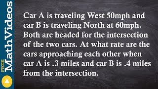 Solve related rates two cars traveling [upl. by Christensen]