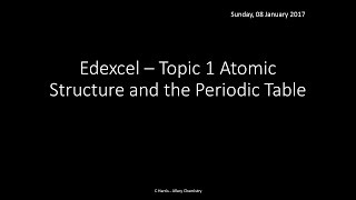 EDEXCEL Topic 1 Atomic structure and the periodic table REVISION [upl. by Oilla]