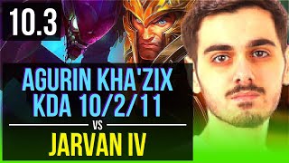 Agurin KHAZIX vs JARVAN IV JUNGLE  Rank 11 KhaZix KDA 10211  EUW Challenger  v103 [upl. by Niboc451]