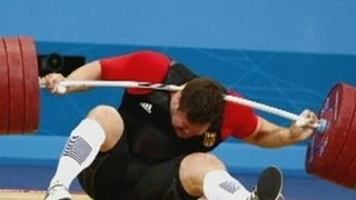 Weight drop German Matthias Steiner drops nearly 200kg on neck at Olympics 2012 weightlifting [upl. by Sesylu]