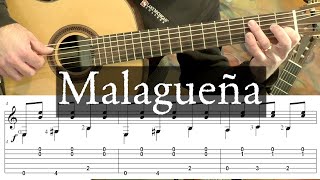 MALAGUENA  Full Tutorial with TAB  Fingerstyle Guitar [upl. by Apollo]