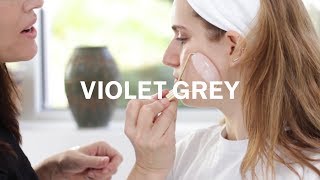 How To Use A Rose Quartz Face Roller with Angela Caglia  VIOLET GREY [upl. by Eerized175]