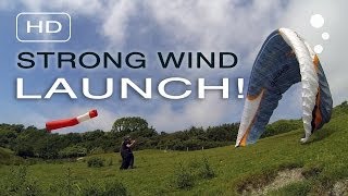 Paraglider Control Strong Wind Launching Simple Depower [upl. by Haggar]