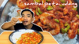 MUKBANG 1KG UDANG MASAK SAMBAL PETAI mukbang malaysia [upl. by Ellinnet]