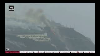 DAY 52 Lava seen descending sea cliffs  La Palma Volcano [upl. by Milo]