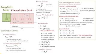 Flocculation Tank Design Calculations  RAPID MIX AND FLOCCULATION Water Treatment [upl. by Eilasor]