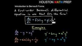 Bernoulli First Order Equations  Intro [upl. by Garland]