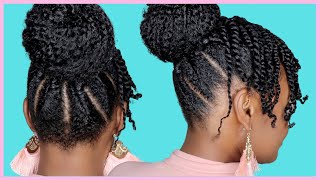 NATURAL HAIRSTYLES FOR BLACK WOMEN  EASY PROTECTIVE STYLE FLAT TWIST UPDO [upl. by Chiou]