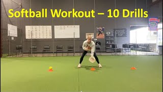 Softball Workout  10 Drills [upl. by Ecienaj600]