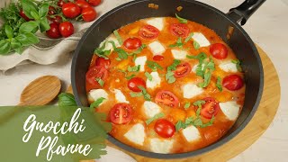 Gnocchi Pfanne mit Mozzarella  Schnelles Pfannengericht [upl. by Bolan]