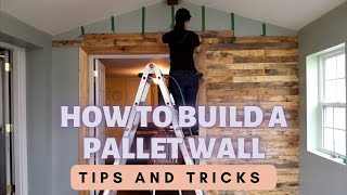 How to Build a Pallet Accent Wall a step by step instructional guide  Miss DeWalt [upl. by Llenrup]