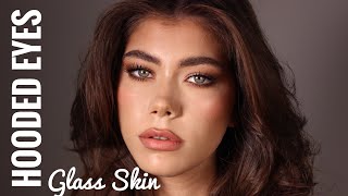 How To Apply Makeup on Hooded Eyes amp Glass Skin Tutorial  Claudia Neacsu [upl. by Miharbi]