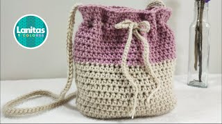 Bolso TEJIDO a CROCHET paso a paso puntos basicos  Lanitas y Colores [upl. by Lleira]