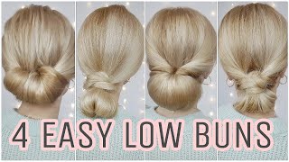 4 LOW MESSY BUN HAIRSTYLES EASY 👑 MEDIUM AND LONG HAIRSTYLES [upl. by Zil784]