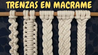 5 Tipos de TRENZAS de MACRAME paso a paso  5 Types of Macrame Braids [upl. by Ordnagela]