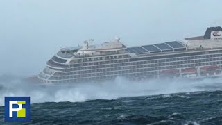 Los momentos de pánico que se vivieron dentro de un crucero por una fuerte tormenta cerca a Noruega [upl. by Florie]