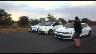 Audi S3 vs Fiat Abarth 500 vs Scirocco 20TSI [upl. by Laiceps612]