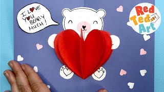 Pop Up Cat Heart Card for Valentines Send a HUG Valentines Day Card [upl. by Ellie]