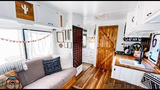 Her Gorgeous Renovated DIY Tiny House  Single Solo Female RV Life [upl. by Olva]