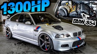 1300HP BMW E46 M3  GIANT TURBO S54 Gettin ROWDY  Air Shifted Sequential Porsche 911 GT3 Cup [upl. by Simson658]