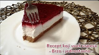 Cheesecake Čizkejk  Recept  detaljnoo za pocetnike  Vocni kolac sa sirom [upl. by Kosey]