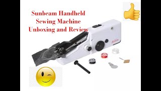 Sunbeam Handheld Sewing Machine Unboxing and Review [upl. by Nahallac]