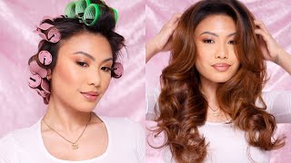 How To Fluffy Blowout Using Rollers  Hair Tutorial [upl. by Major]